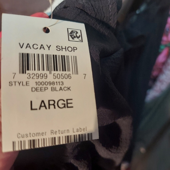 INC International Concepts Sheer Black Blouse with Ruffle Trim Size Large - Picture 5 of 5